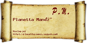 Planetta Manó névjegykártya